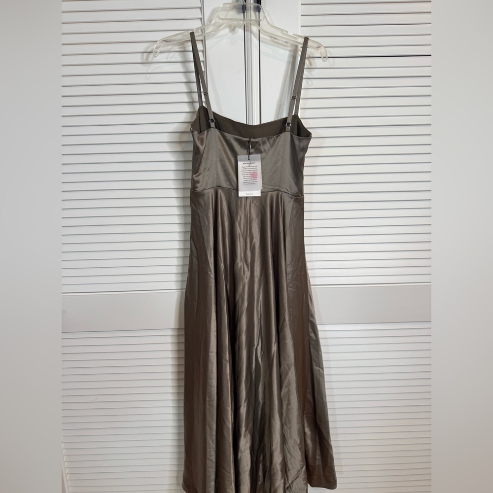 Reformation Gracen Satin Dress Taupe New With Tags - Picture 8 of 10